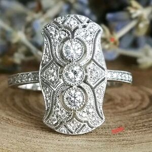 Intricate Silver Diamond Ring